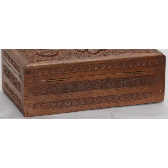Traditional Carved Rosewood Tea Caddy For Sale - Image 3 of 7