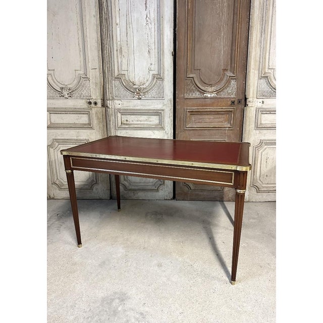 Metal Small Louis XVI Style Flat Desk or Writing Table, 1950s For Sale - Image 7 of 13