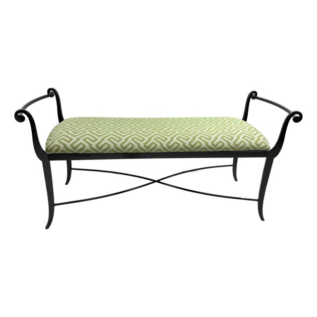 Modern Late 20th Century Iron Upholstered Bench For Sale