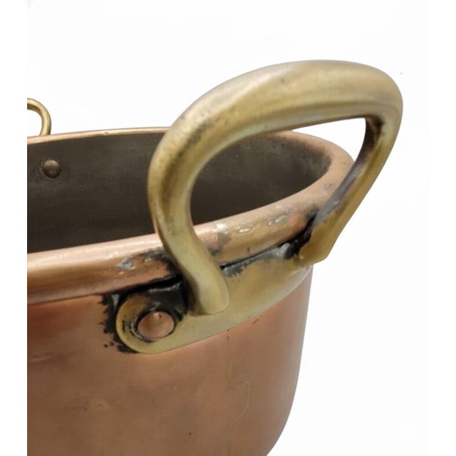 Antique Hand-Wrought Copper Stock Pot W/ Brass Handles — French, C. 1900 For Sale - Image 4 of 10