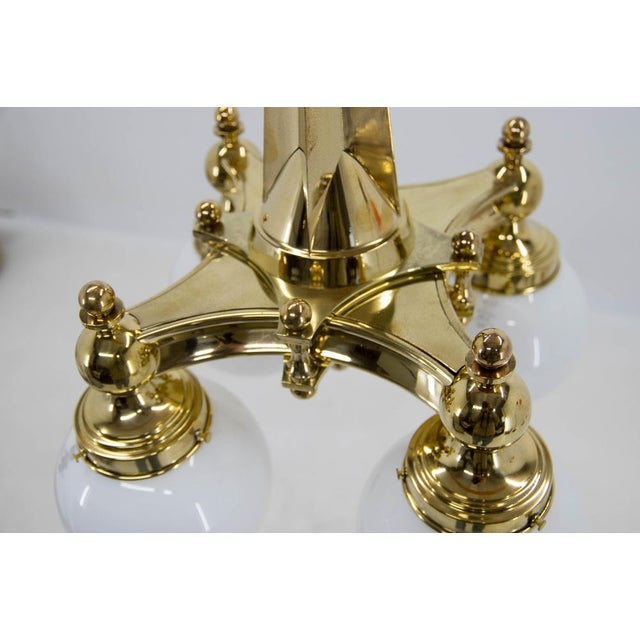 Gold Art Deco Brass Chandelier, 1920s For Sale - Image 8 of 15