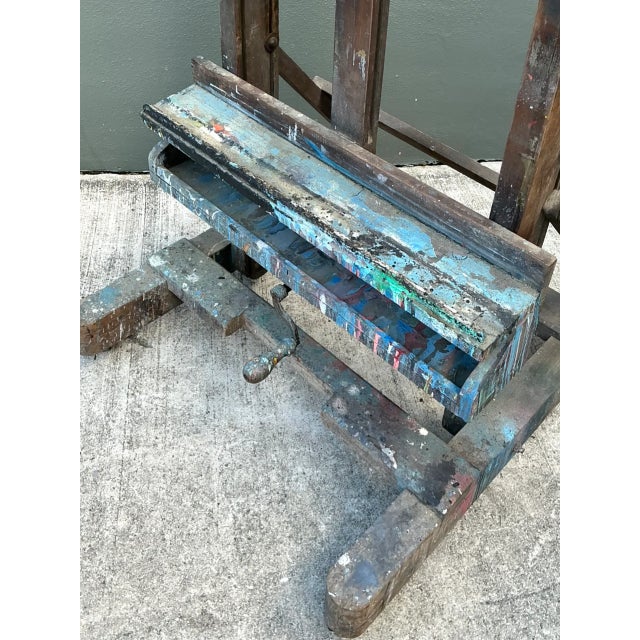 Vintage Rustic Wood Artist Easel For Sale - Image 9 of 12