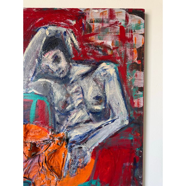 Large Vintage Helen Stein – Mixed Media Figurative Abstract Acrylic on Canvas Painting (Signed) For Sale In Miami - Image 6 of 11