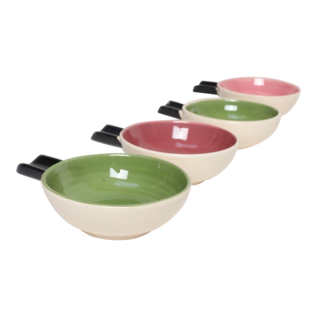 Set of Four Vintage Green and Pink Ceramic Ramekins/Ashtrays by Charles Wilton For Sale