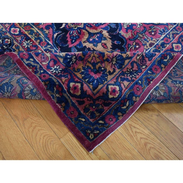 Textile 1910 Magenta Color Antique Persian Taftanjian Sarouk 300 KPSI Hand Knotted Wool Rug For Sale - Image 7 of 11