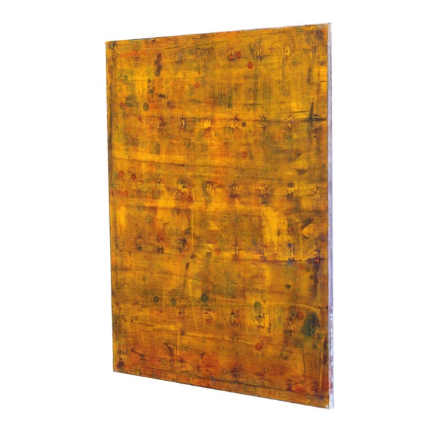 Original Layered Oil Painting on Canvas by Bernhard Zimmer "Awh 191" Minimalist Yellow Artwork For Sale In Los Angeles - Image 6 of 9