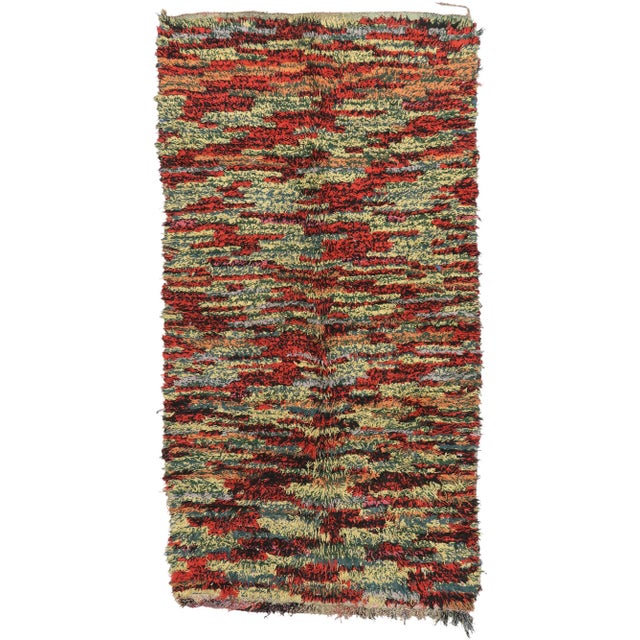 Vintage Boujad Moroccan Rag Rug, 04'10 X 09'00 For Sale - Image 9 of 9