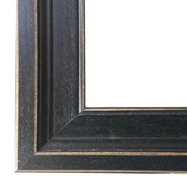 English "Horse and His Groomer" Print on Canvas in Distressed Black Frame- an 11"x14" Framed to 14-1/2 X 17-1/2". For Sale - Image 3 of 5