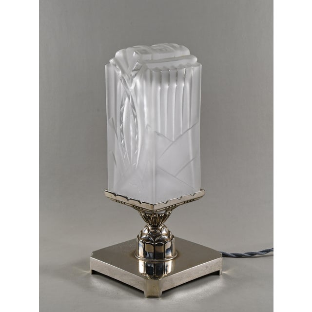 Hugue French Art Deco Table Lamp by Leon Hugue 1930 France For Sale - Image 4 of 13
