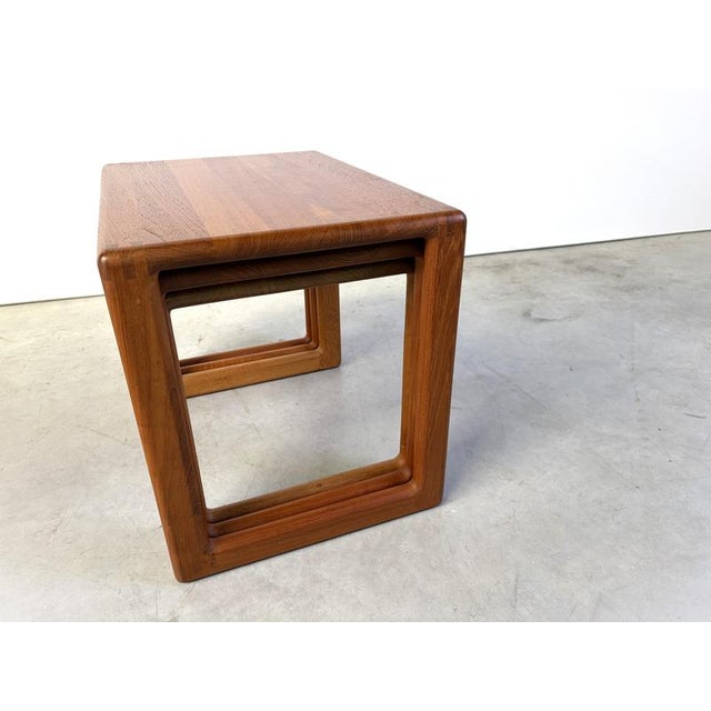 Scandinavian Teak Nesting Tables attributed to Dyrlund, 1960s, Set of 3 For Sale - Image 6 of 13