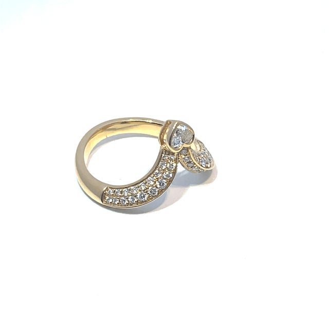 18k Yellow Gold Pave Diamond Bypass Ring, Size 6.75 For Sale - Image 4 of 10