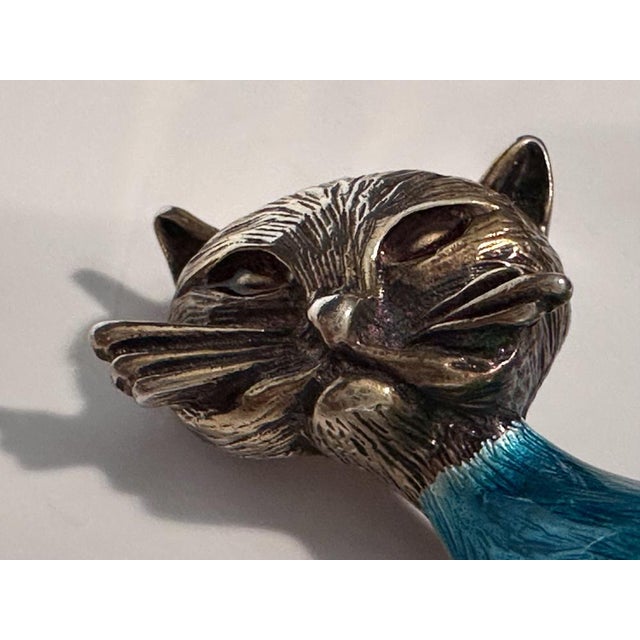 Vintage Cat Brooch in Silver and Enamel from Finn Jensen, Norway, 1960s For Sale - Image 9 of 13