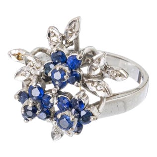 Gold Ring with Sapphires and Diamonds For Sale