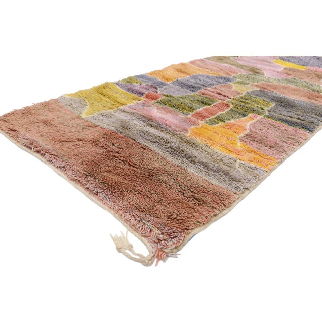 21110 Colorful Abstract Moroccan Rug, 03'03 x 06'11. Emanating nomadic charm with incredible detail and texture, this hand...