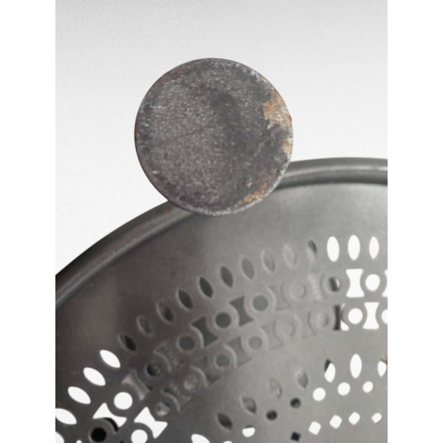 Metal Vintage French Modernist Fermob "Guinguette" Perforated Steel Two-Tier Table For Sale - Image 7 of 9