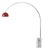 95" Nova of California Iconic Half Dome - Modern Arc Lamp, Crimson Red Shade, Satin Nickel Steel, White Marble Base, Dimmable For Sale