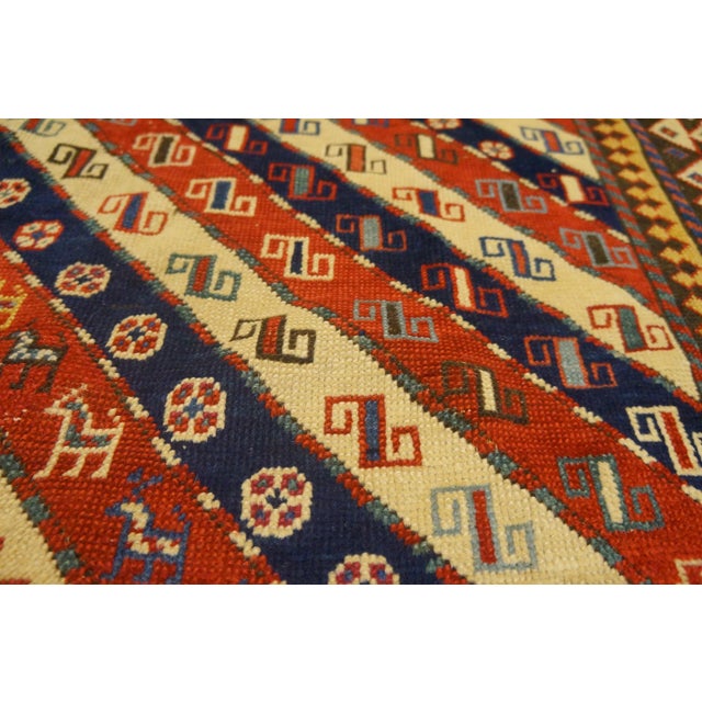 Art Deco Extraordinary Ivory and Red Color With Symmetrical Design Antique Caucasian Shirvan Runner Rug For Sale - Image 3 of 12