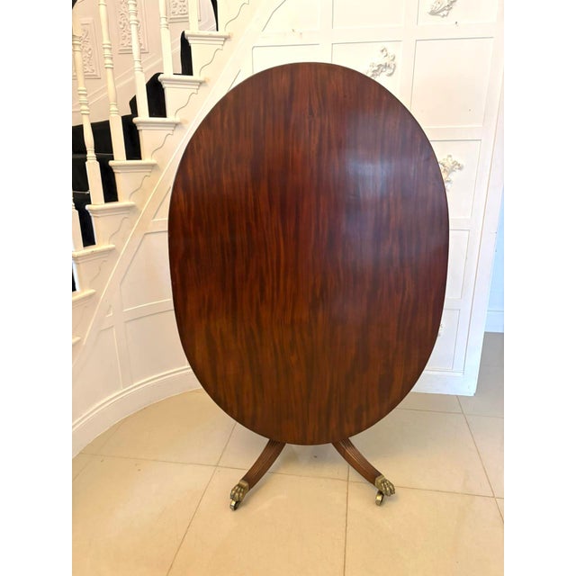 Antique English Regency Figured Mahogany Dining Table with Oval Tilt Top, 1830s For Sale - Image 11 of 16