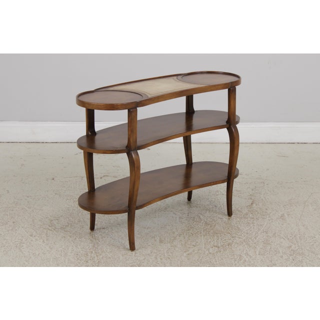 1970s Pair of Baker Three-Tier Leather Top Stands For Sale - Image 5 of 14