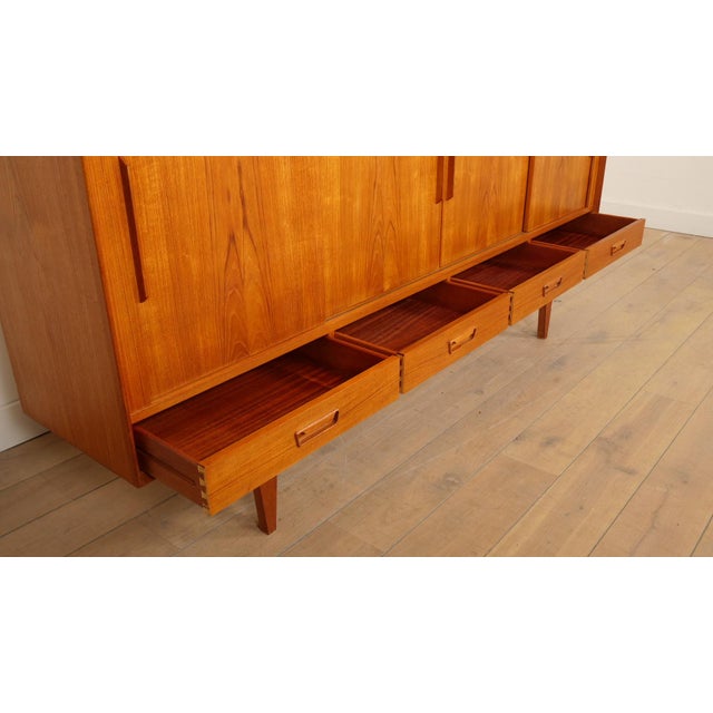 Vintage Danish Highboard in Teak with Light Inside For Sale - Image 9 of 18