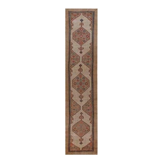 Tribal Geometric Late 19th Century Antique Serab Hallway Runner Rug For Sale