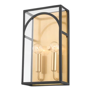 Mitzi Addison 2-Light Wall Sconce, Aged Brass/Textured Black Combo For Sale
