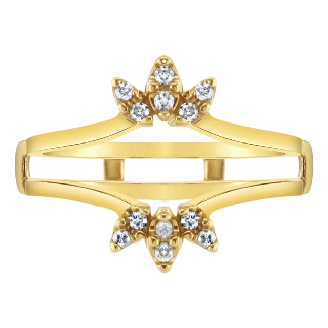 Fan Style Diamond Ring Guard Enhancer 14k Yellow Gold, Size 4 For Sale