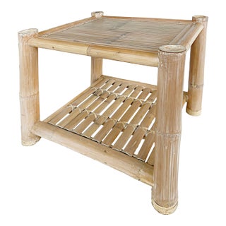 Antonio Budji Layug Style Vintage Coastal Bamboo Side Table For Sale