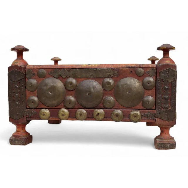 Very rare Antique solid wood orient tea table side table from Afghanistan with secret compartment and decorated with...