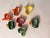 Vintage Hand Painted Lacquered Papier Mâche Napkins Rings S/7 For Sale - Image 4 of 5