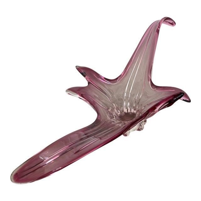 1970s Cerise Murano Pulled Glass Sculpture Bowl For Sale