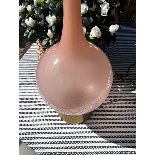Mid-Century Italian Murano Style Blush Pink Opaline Glass Lamp For Sale In Little Rock - Image 6 of 18