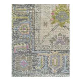 Modern Handknotted Oushak Rug in Poppy Pink, Lavender & Sky Blue, 8' x 10' For Sale