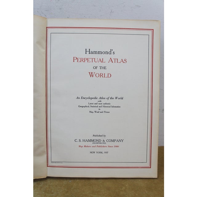 Antique 1937 Hammond’s Perpetual Atlas of the World 1935 Folio Map Book For Sale - Image 4 of 16