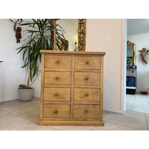 Rustic 8-Piece Shop Chest or Apothecary Cabinet in Softwood For Sale - Image 3 of 15