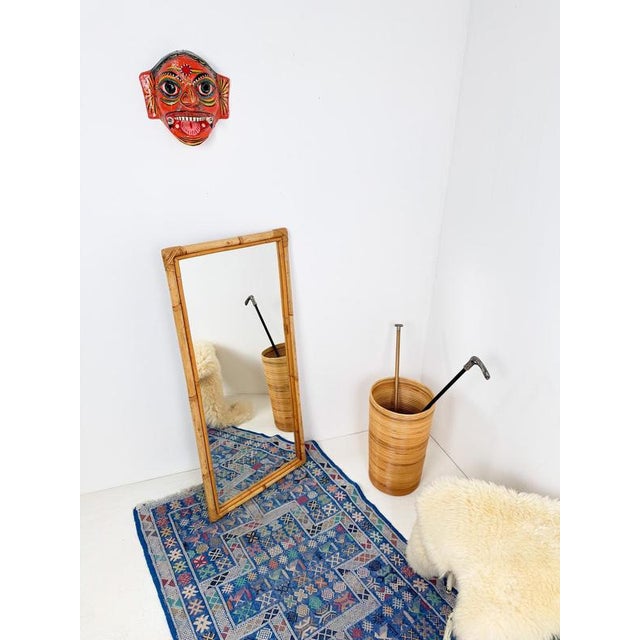 Large Italian Rectangular Bamboo and Rattan Mirror, 1970s For Sale - Image 3 of 14