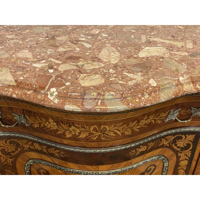Marquetry Sideboard in Rosewood, Beech and Marble Top, 1970s For Sale - Image 12 of 16