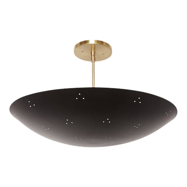 Large Alta Dome Perforated Dome Chandelier in Black For Sale
