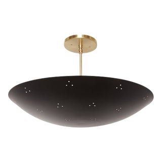 Large Raul Reyes 'Rey 30' Perforated Dome Chandelier in Black For Sale