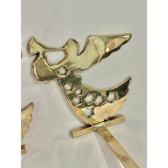 Traditional Vintage Brass Angel Christmas Stocking Hangers - A Pair For Sale - Image 3 of 7