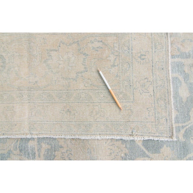 1920s Antique Medallion Beige Blue Hand Knotted Rug - 11’2” X 15’ For Sale - Image 10 of 11