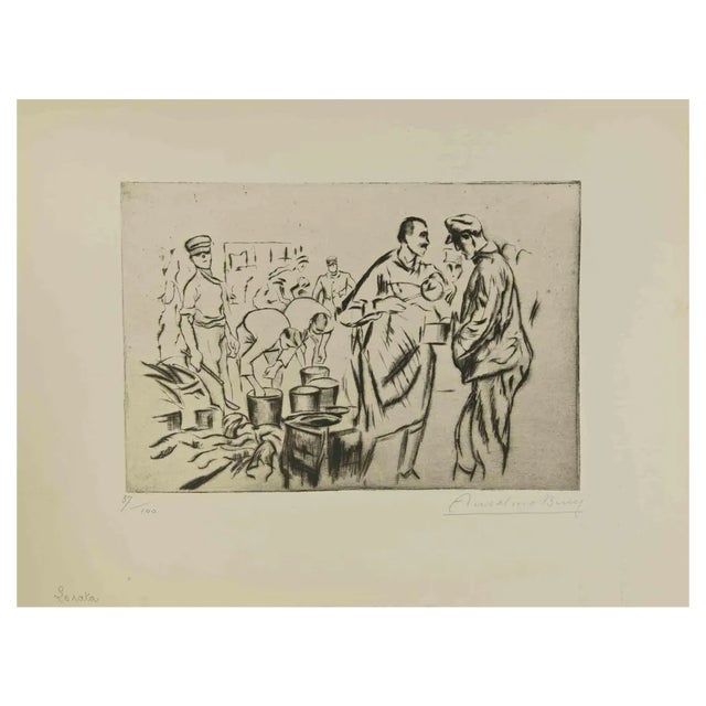 Anselmo Bucci, La Soirée, 1917, Etching and Drypoint For Sale