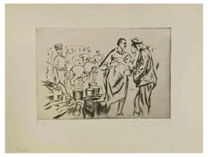 Anselmo Bucci, La Soirée, 1917, Etching and Drypoint