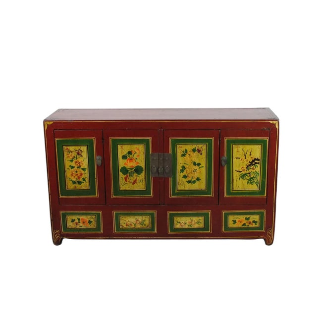 Vintage Sideboard With Hand Painted Flowers & Butterflies Doors For Sale - Image 12 of 12