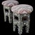 This is a pair of Anglo-Indian inlaid side tables or stools. The upholstery is a woven textile and is vintage with no...