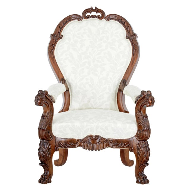Mid 19th Century Carved Walnut Armchair For Sale - Image 5 of 11