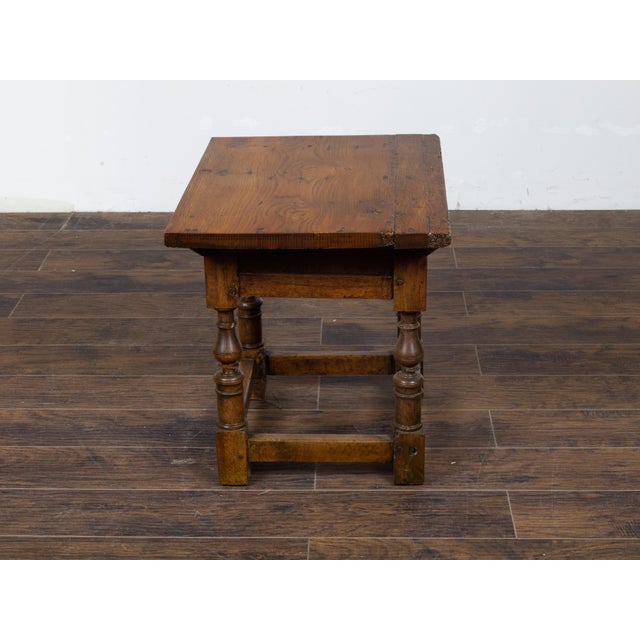 English 19th Century Walnut Side Table with Drawer and Turned Baluster Legs For Sale - Image 10 of 12