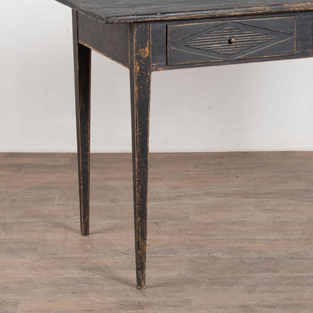 19th Century Swedish Black Painted Pine Two-Drawer Side Table For Sale - Image 9 of 11