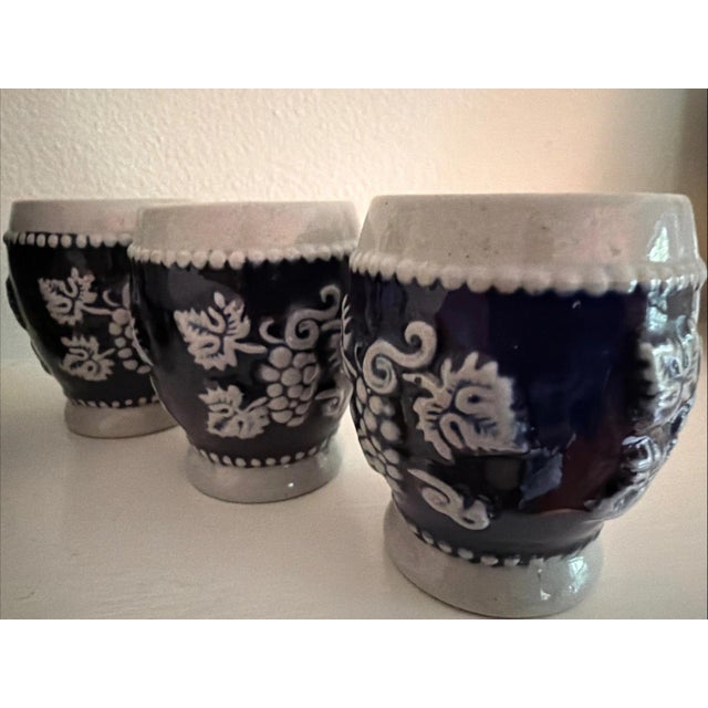 Vintage German Stoneware Wine Set With Pitcher & 6 Cups For Sale - Image 4 of 7