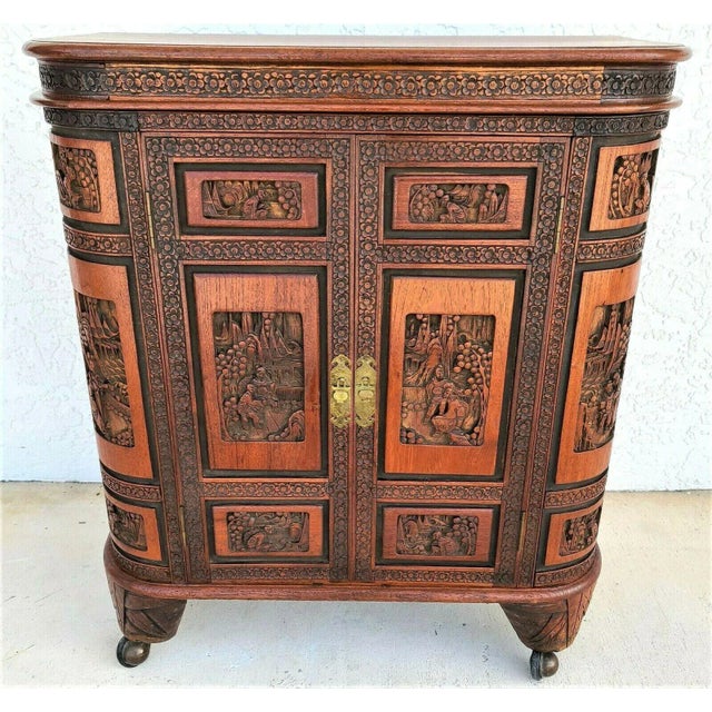 Asian Camphor Wood Dry Bar Cabinet Mid Century Chinoiserie For Sale In Miami - Image 6 of 12